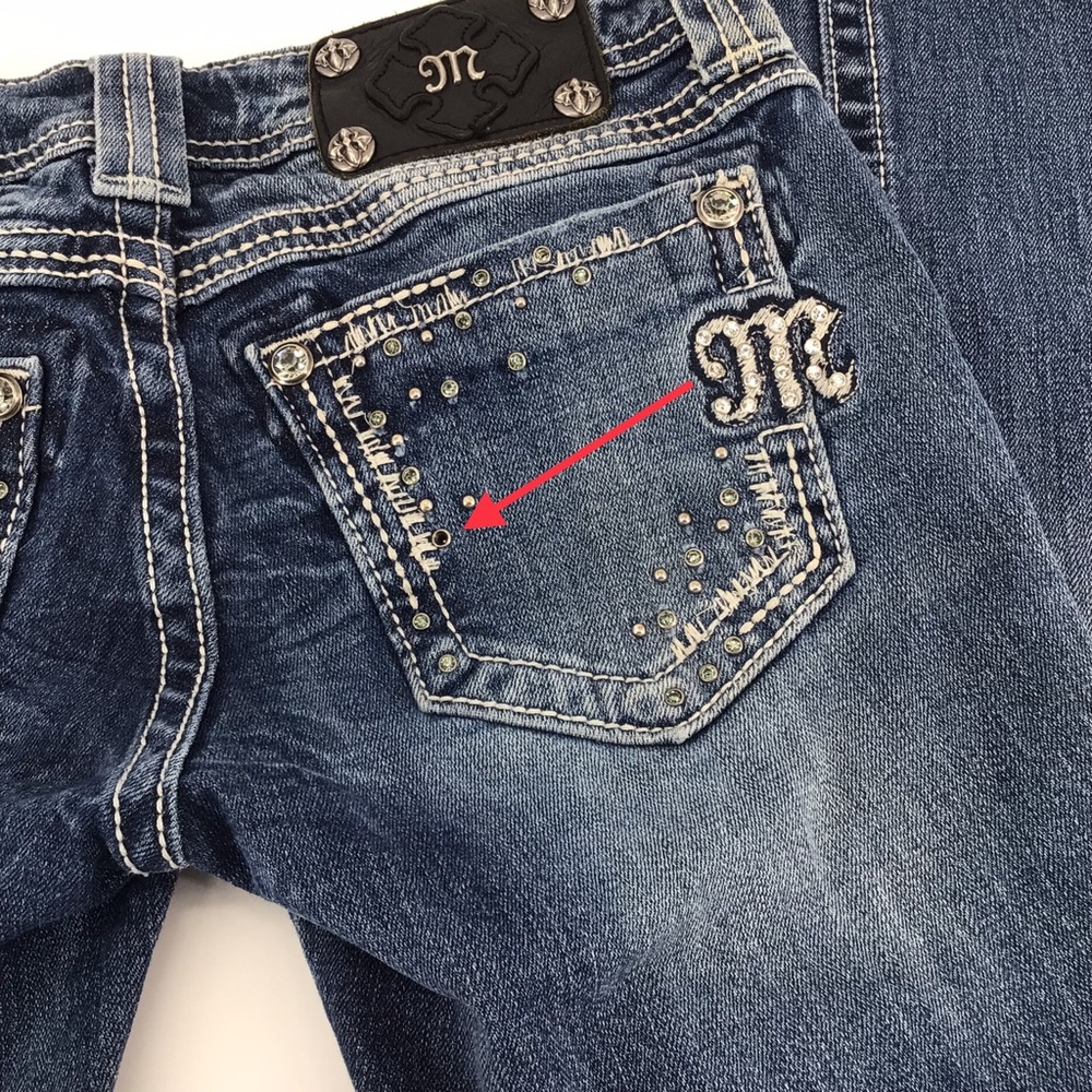 Miss Me Style JE5340T10R Accent Sequin Straight Leg Jeans Sz 26 - Picture 12 of 16